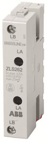 Elektrischer SLS-Schalter von ABB, Modell ZLS262, grau, mit Schriftzügen 'S765', 'Inmax 63A', '400/230V', für industrielle Anwendungen.