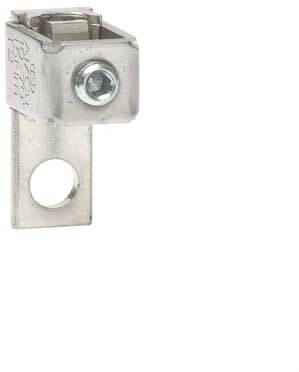 Metallische Kabelklemme mit Schraube zur Befestigung an elektrischen Anschlüssen.
