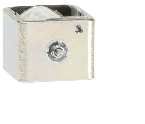 Metallgehäuse mit sichtbarer Schraube und geöffnetem Bereich, der ein mechanisches Innenleben zu zeigen scheint.
