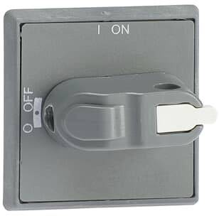 Ein quadratischer Grauer Kippschalter zeigt nach oben auf 'ON' und nach unten auf 'OFF'.