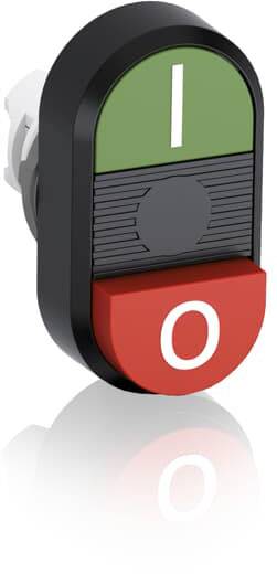 Ein Kippschalter mit grünem 'I' für Ein und rotem 'O' für Aus, symbolisiert einen Ein/Aus-Schalter.