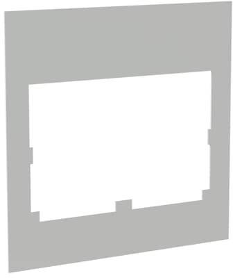 Graue rechteckige Form mit einem zentralen, unregelmäßigen weißen Ausschnitt.