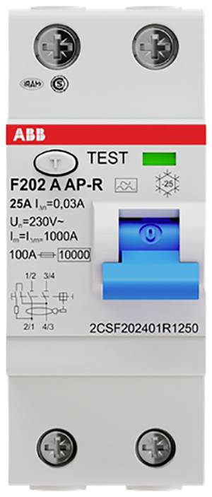 Disjoncteur 40a ABB 2CSF202401R1250 F202 A-25/0,03 AP-R FI-Schutzschalter A 2polig 25A 0.03a 230v Disjoncteur Différentiel