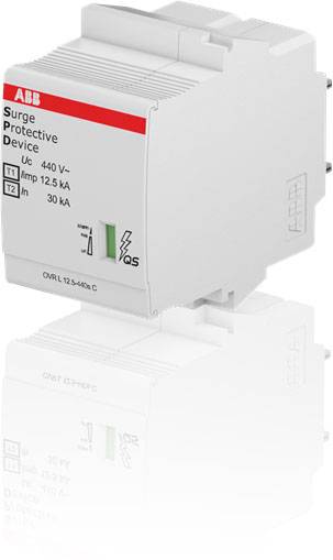 Überspannungsschutzgerät mit rotem ABB-Logo, ausgelegt für 440 V und Stromstärken von bis zu 30 kA.