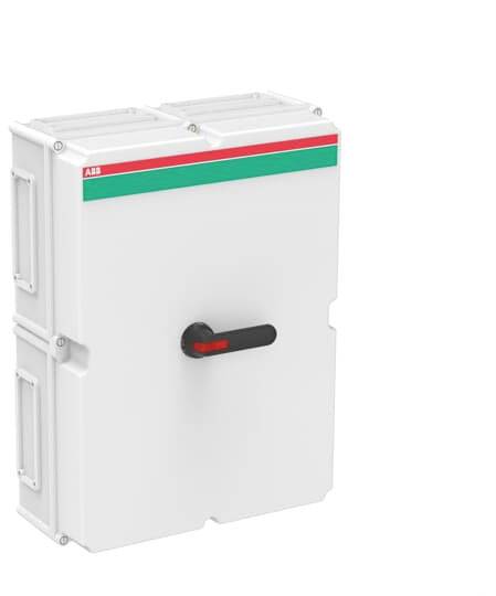 Schalterkasten mit rotem Hebel in neutralem Design, verwendet zur elektrischen Steuerung in industriellen Anwendungen.