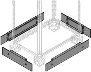 Montageanleitung für einen quadratischen Metallrahmen, bestehend aus vier miteinander verbundenen Seitenwänden.