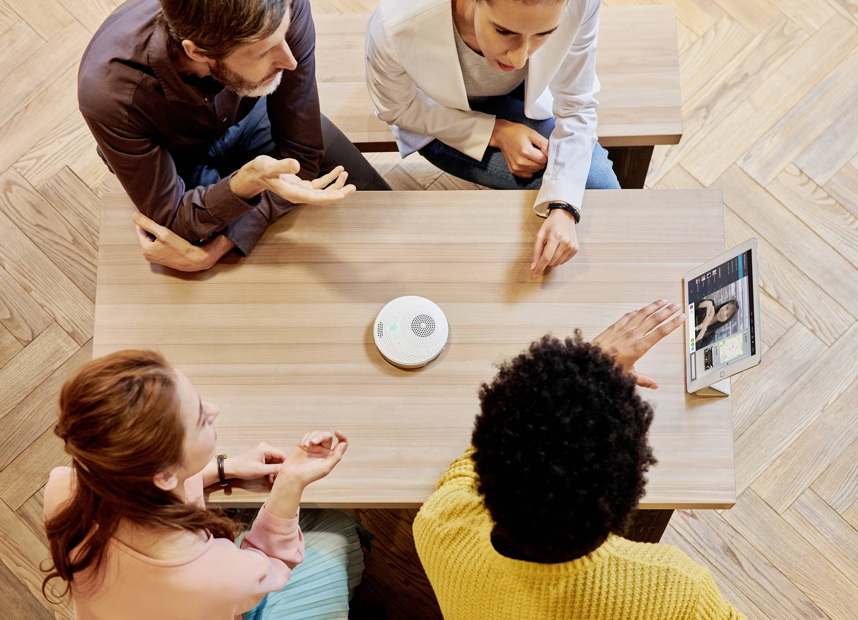 Yamaha YVC-200W Konferenztelefon Micro USB 2.0, Bluetooth®, NFC, Kopfhörer (3.5 mm Klinke) Weiß