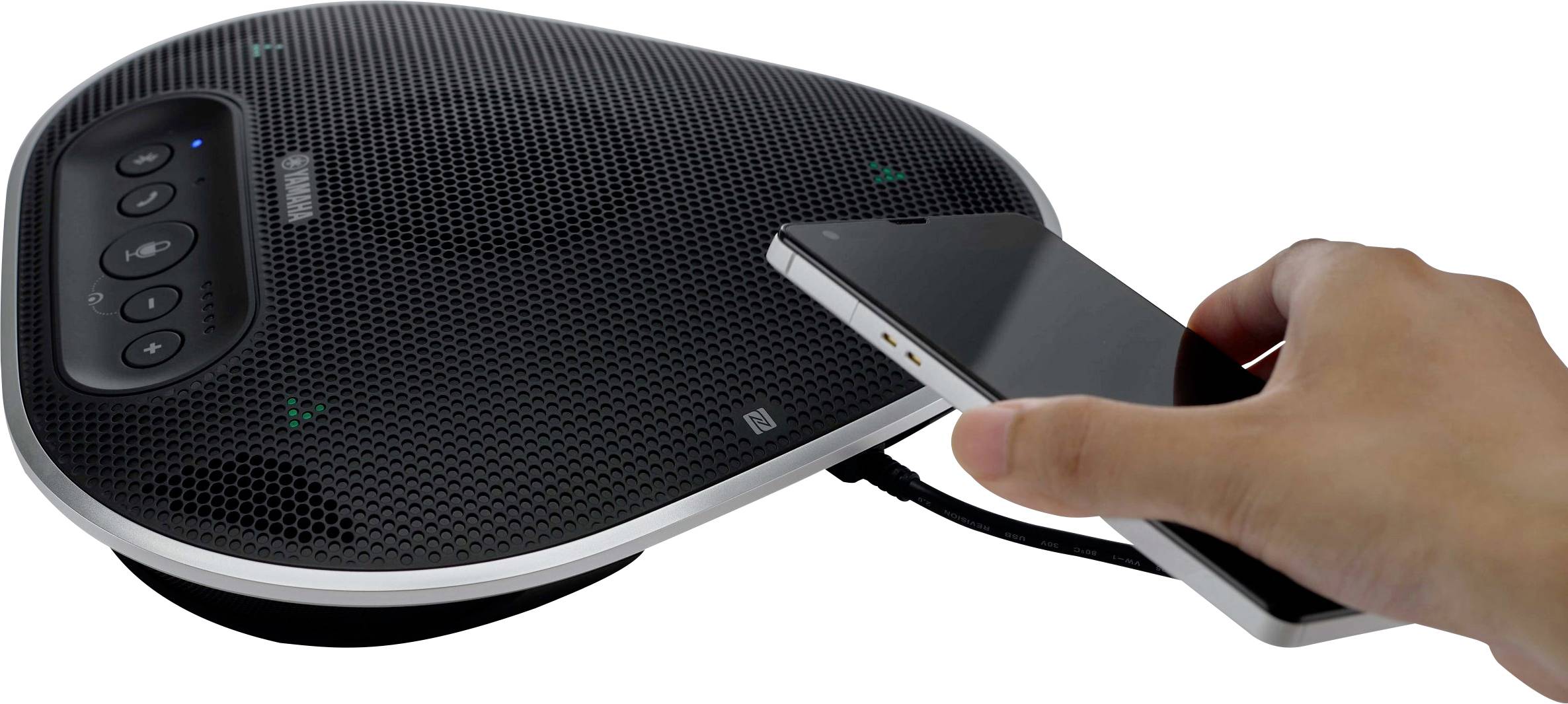 Yamaha YVC-330 Konferenzlautsprecher Mini-USB B (USB 2.0), Bluetooth®, NFC, Audio-Line-in, Audio-Line-out Schwarz