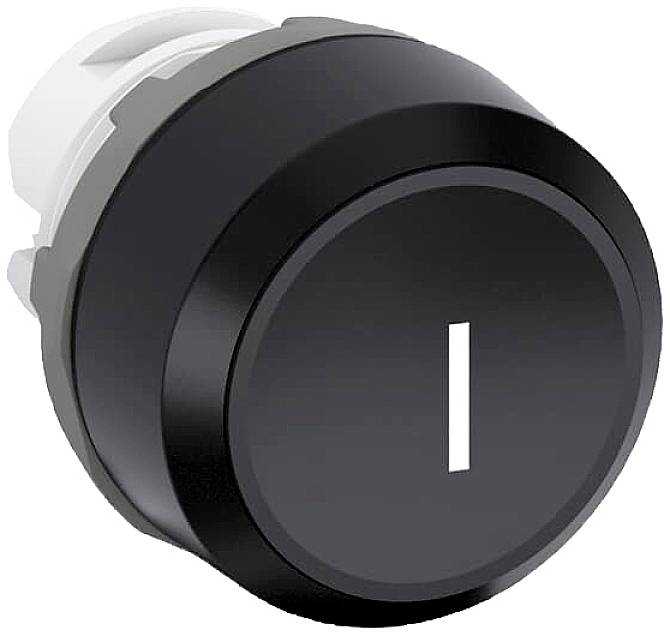 Ein schwarzer Drehschalter in der Stellung 'I', schwarz mit markiertem weißen Strich, links im Bild montiert.