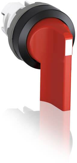 Ein roter Not-Aus-Schalter mit schwarzem Rahmen ist in seitlicher Ansicht abgebildet.