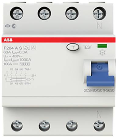 ABB 2CSF204201R3630 F204 A S-63/0,3 FI-Schutzschalter A 4polig 63 A 0.3 A 400 V