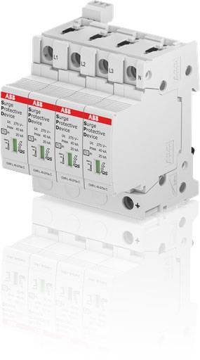 Überspannungsschutzgerät mit drei Schutzmodulen L1, L2, L3. Wichtiger Bestandteil für den Schutz elektrischer Systeme vor Spannungsspitzen.