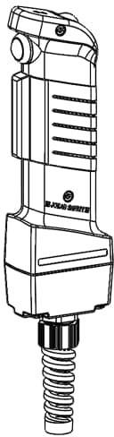 Handskizze eines oszillierenden Multiwerkzeugs, gekennzeichnet mit 'John Smith'. Das Werkzeug zeigt Griffdetails und Aufsätze.