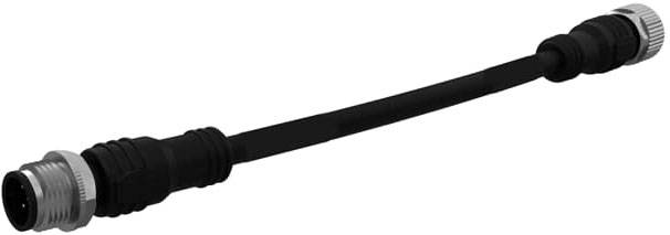 Schwarzes Kabel mit jeweils einem Anschluss an beiden Enden, geeignet für industrielle Anwendungen oder elektronische Geräte.