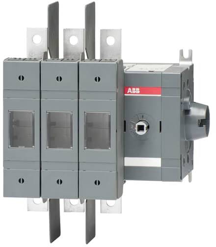 Ein dreipoliger Lastumschalter von ABB, geeignet zur sicheren Lastverteilung in elektrischen Systemen, dargestellt in Seitenansicht.