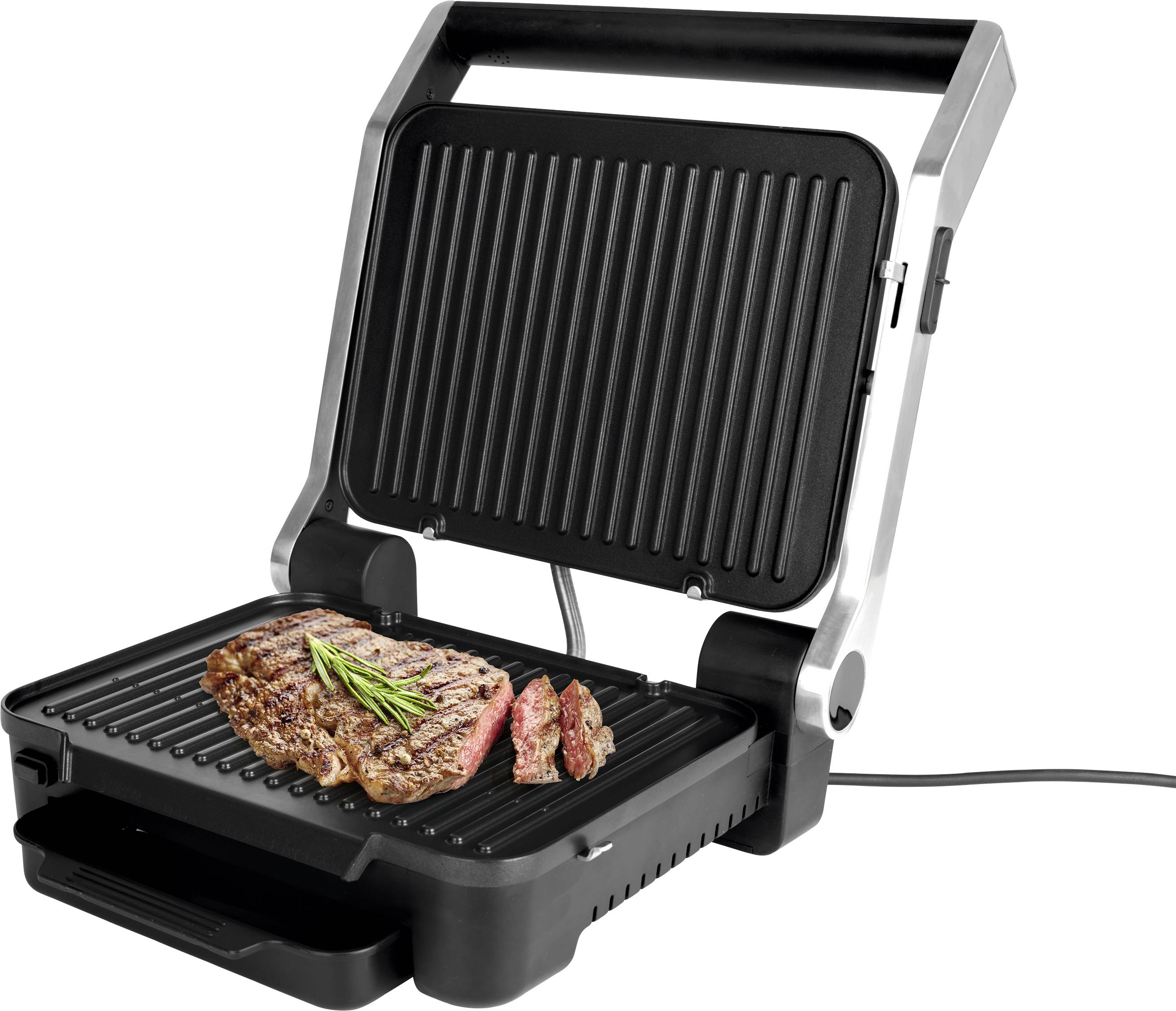 Maxxmee 09550 Elektro Grill klappbar, kabelgebunden, mit Display Aluminium, Schwarz