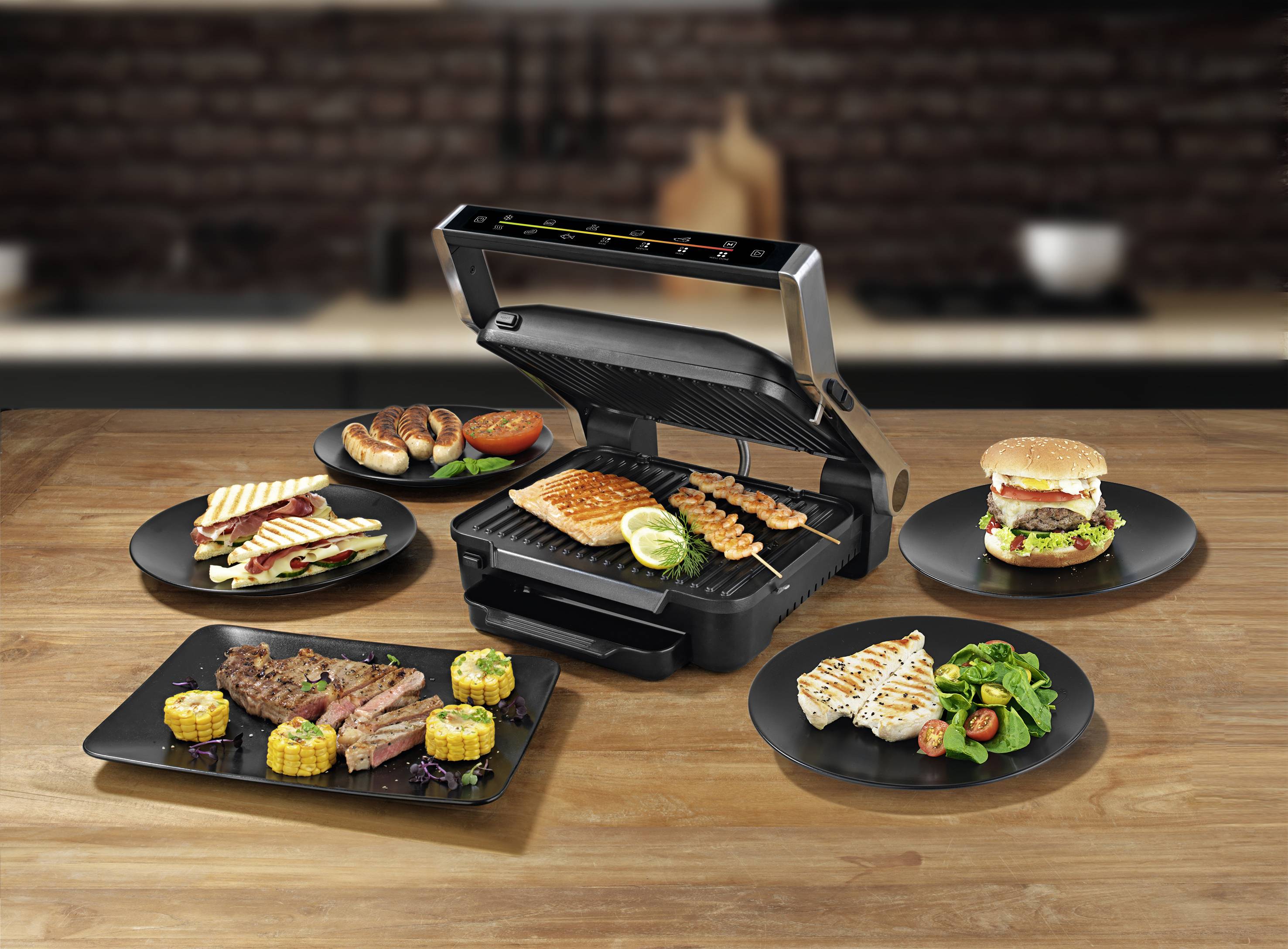 Maxxmee 09550 Elektro Grill klappbar, kabelgebunden, mit Display Aluminium, Schwarz