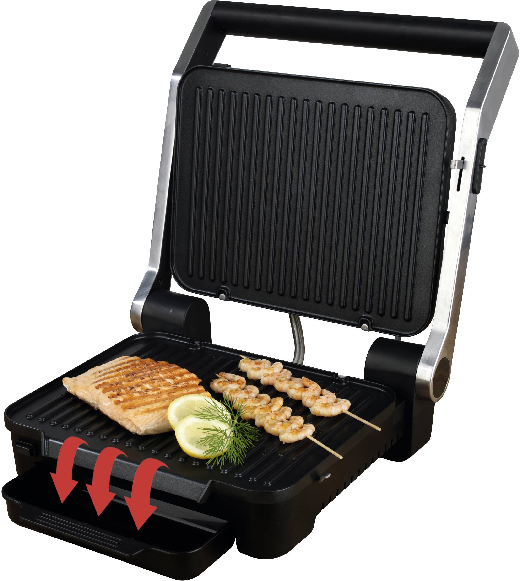 Maxxmee 09550 Elektro Grill klappbar, kabelgebunden, mit Display Aluminium, Schwarz