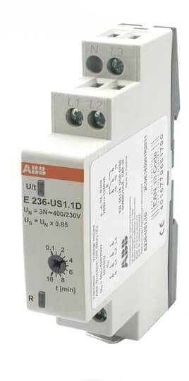 Elektronisches Relais von ABB, Modell E 236-US1.1D, für 3N~400/230V. Geeignet für Steuerungs- und Schutzaufgaben in elektrischen Anlagen.