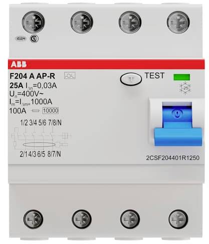 ABB 2CSF204401R1250 F204 A-25/0,03 AP-R FI-Schutzschalter A 4polig 25 A 0.03 A 400 V