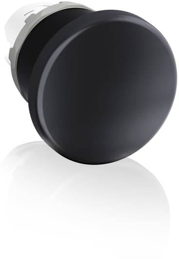 Schwarzer runder Drehknopf mit weißem Sockel, glänzende Oberfläche, verwendet zur manuellen Steuerung von Geräten oder Maschinen.
