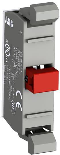 Ein grauer Sicherungshalter mit roten Elementen und weißen Markierungen, geeignet für elektrische Installationen und Sicherungsaustausch.