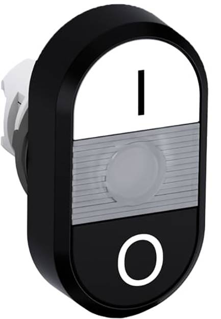 Ein Kippschalter mit Positionen 'Ein' (oben) und 'Aus' (unten). In der Mitte befindet sich ein durchscheinender Bereich.