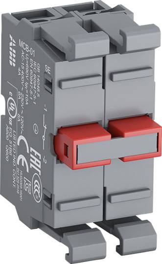 Ein grauer Kompaktleistungsschalter mit zwei roten Hebeln, beschriftet mit technischen Spezifikationen, zur elektrischen Sicherung.