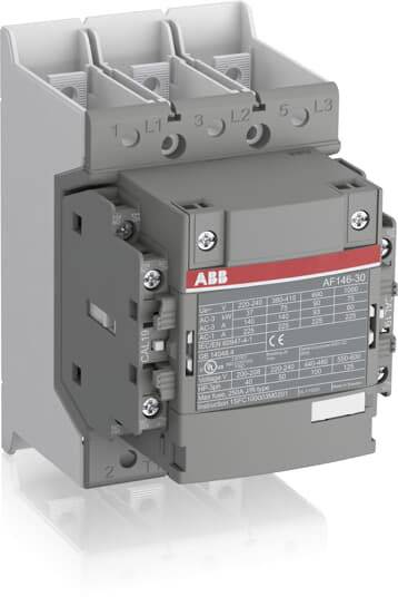 Dreipoliger Schütz von ABB, Modell AF146-30, geeignet für den Einsatz in elektrischen Schaltungen zum Schalten und Steuern von Motoren.