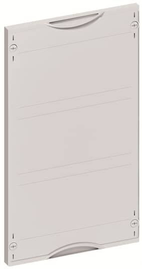 Rechteckige Abdeckung mit Schrauben in den Ecken und Griffen an der oberen und unteren Kante, in einer blassen Farbgebung.