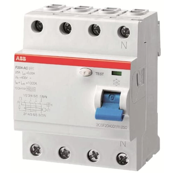 ABB 2CSF204101R2630 F204 A-63/0,1 FI-Schutzschalter A 4polig 63A 0.1A 400V ABB 2CSF204101R2630 F204 A-63/0,1 FI-Schutzschalter A 4polig 63A 0.1A 400V