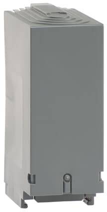 Grauer rechteckiger elektronischer Baustein mit glatter Oberfläche, vermutlich ein elektrisches oder elektronisches Bauteil.