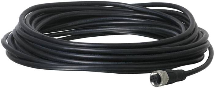 Ein langes, schwarzes Kabel mit einem mehrpoligen Stecker.