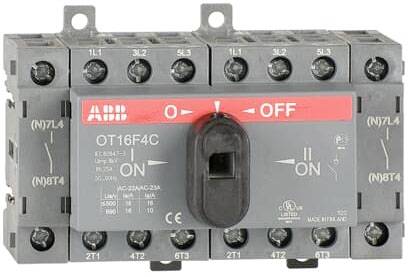 'Grauer ABB-Schalter OT16F4C mit roter Anzeige, Position 
