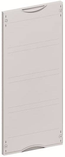 Graues rechteckiges Kunststoffteil mit abgerundeten Kanten und Schraubenlöchern an den Ecken. Vertikale Linien zieren die Oberfläche.