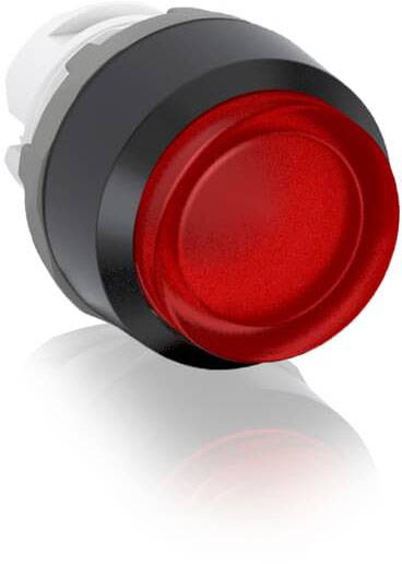 Roter Sicherheitsknopf, kreisförmig, mit schwarzer Umrandung.