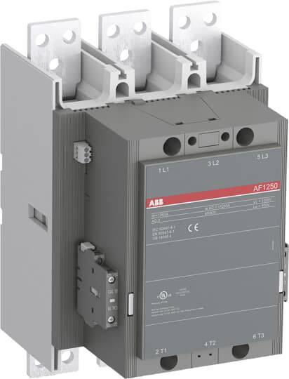 Ein dreipoliger Leistungsschalter der Firma ABB, Modell AF1250, geeignet für den Einsatz in industriellen elektrischen Systemen.