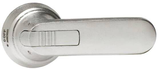 Metallischer Türgriff in horizontaler Ausrichtung. Ideal für moderne Bau- und Türdesigns.