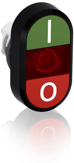 Schalter mit zwei Positionen: grün mit 'I' für Ein, rot mit 'O' für Aus.