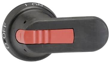 Schwarz-roter Kippschalter mit Beschriftungen 'ON' und 'OFF'. Der Schalter ist auf 'ON' gestellt.