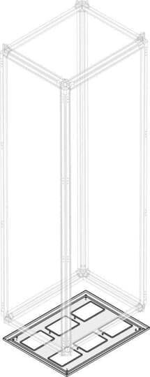 Diagramm eines quaderförmigen Rahmens mit quadratischen Sockeln; zeigt Struktur und grundlegende Form ohne zusätzliche Details.