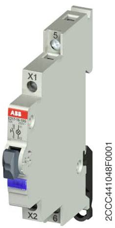'ABB E217-16-10G' Schalter für elektrische Installationen, mit schwarzen Hebel und blauer Markierung, geeignet für Din-Schienenmontage.