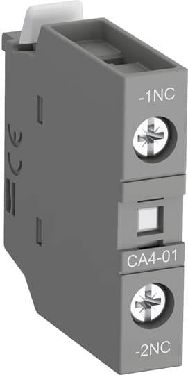 Ein graues elektrisches Bauelement mit der Beschriftung '-1NC' und '-2NC'.