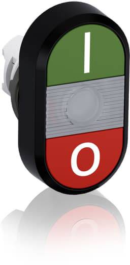 Ein ovaler Kippschalter mit einem grünen Bereich oben mit 'I' für Ein und einem roten Bereich unten mit 'O' für Aus.