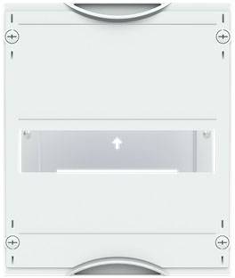 Ein weißer rechteckiger Kasten mit einer durchsichtig erscheinenden Öffnung und einem nach oben gerichteten Pfeil in der Mitte.