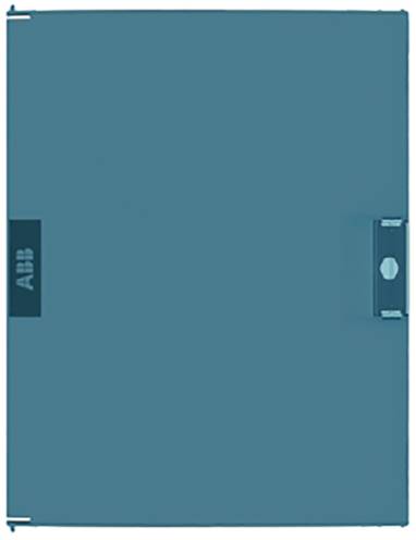 Ein blaues Schaltkasten-Paneel mit einem Griff auf der rechten Seite und einem kleinen 'ABB'-Logo auf der linken Seite.