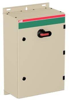 Metallkasten mit grün-rotem Streifen und rotem Hebel an der Vorderseite, zur elektrischen Steuerung genutzt.