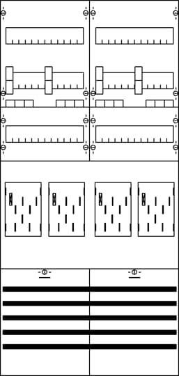 Schema eines Schaltplans mit Schaltern, Leitungen und elektrischen Komponenten in einem strukturierten Layout.