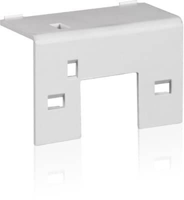 Ein rechteckiges, graues Kunststoffstück mit drei quadratischen Ausschnitten, verwendet als Verbindungs- oder Halterungselement.