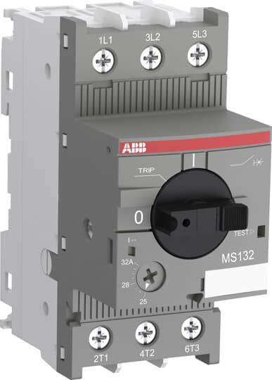 Elektrischer Motorschutzschalter mit Drehregler und Schraubanschlüssen, geeignet für Sicherung und Schutz von Elektromotoren.